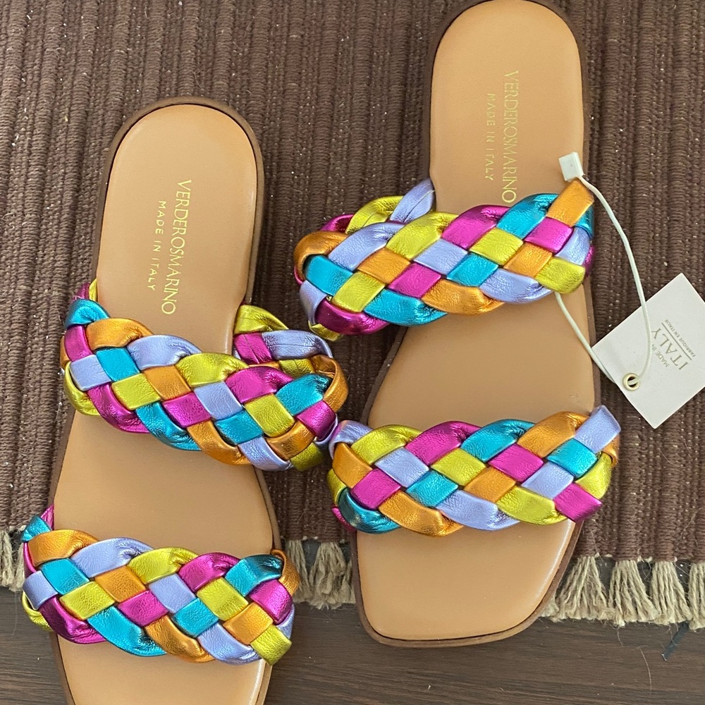 Verderosmarino metallic Colorful Braided Sandals